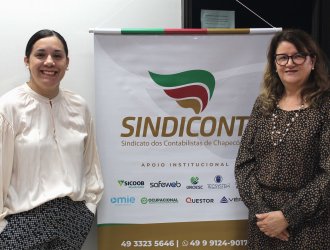 Tatiana Golfe, mentora do curso e S&ocirc;nia Innocente Disner, diretora de divulga&ccedil;&atilde;o e eventos do Sindicont.