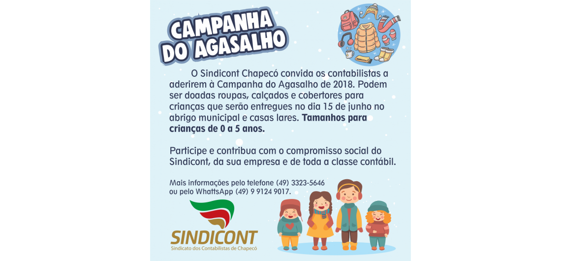 Sindicont estimula associados para campanha do agasalho