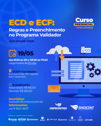 ECD e ECF s&atilde;o temas de curso promovido pelo Sindicont Chapec&oacute;