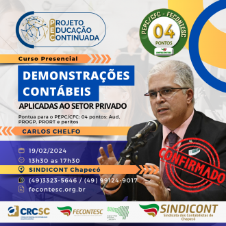 SINDICONT CHAPEC&Oacute; Demonstra&ccedil;&otilde;es cont&aacute;beis aplicadas ao setor privado