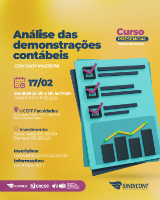 An&aacute;lise das demonstra&ccedil;&otilde;es cont&aacute;beis &eacute; tema de curso promovido pelo Sindicont