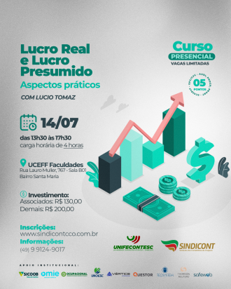 Sindicont Chapec&oacute; promove curso sobre lucro real e presumido